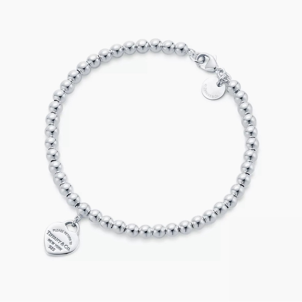 Tiffany Blue Heart Tag Bead Bracelet